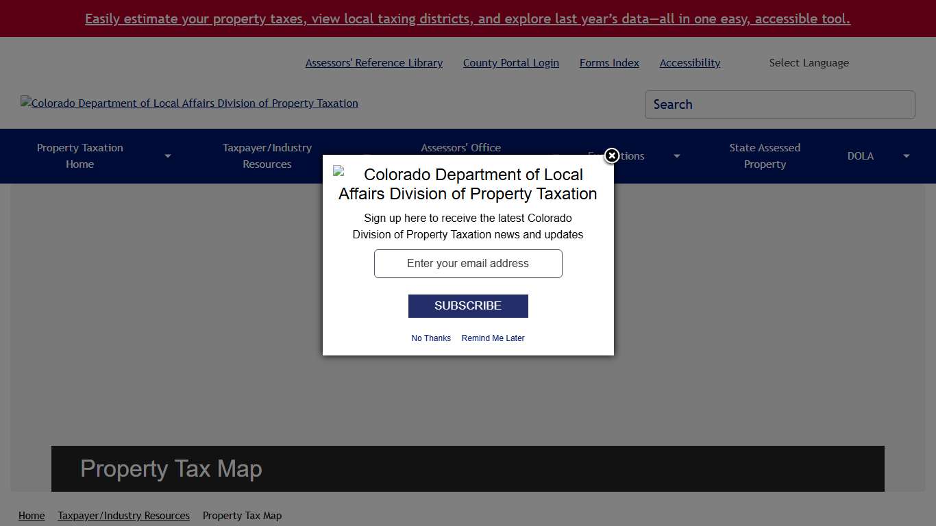 Property Tax Map Colorado Department of Local Affairs Division of Property Taxation